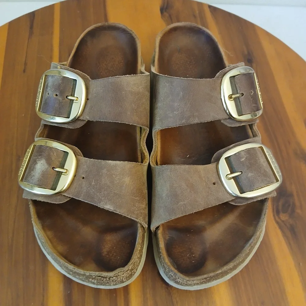Birkenstock Arizona Big Buckle Womens 38 Brown Slides Sandals Corkboard